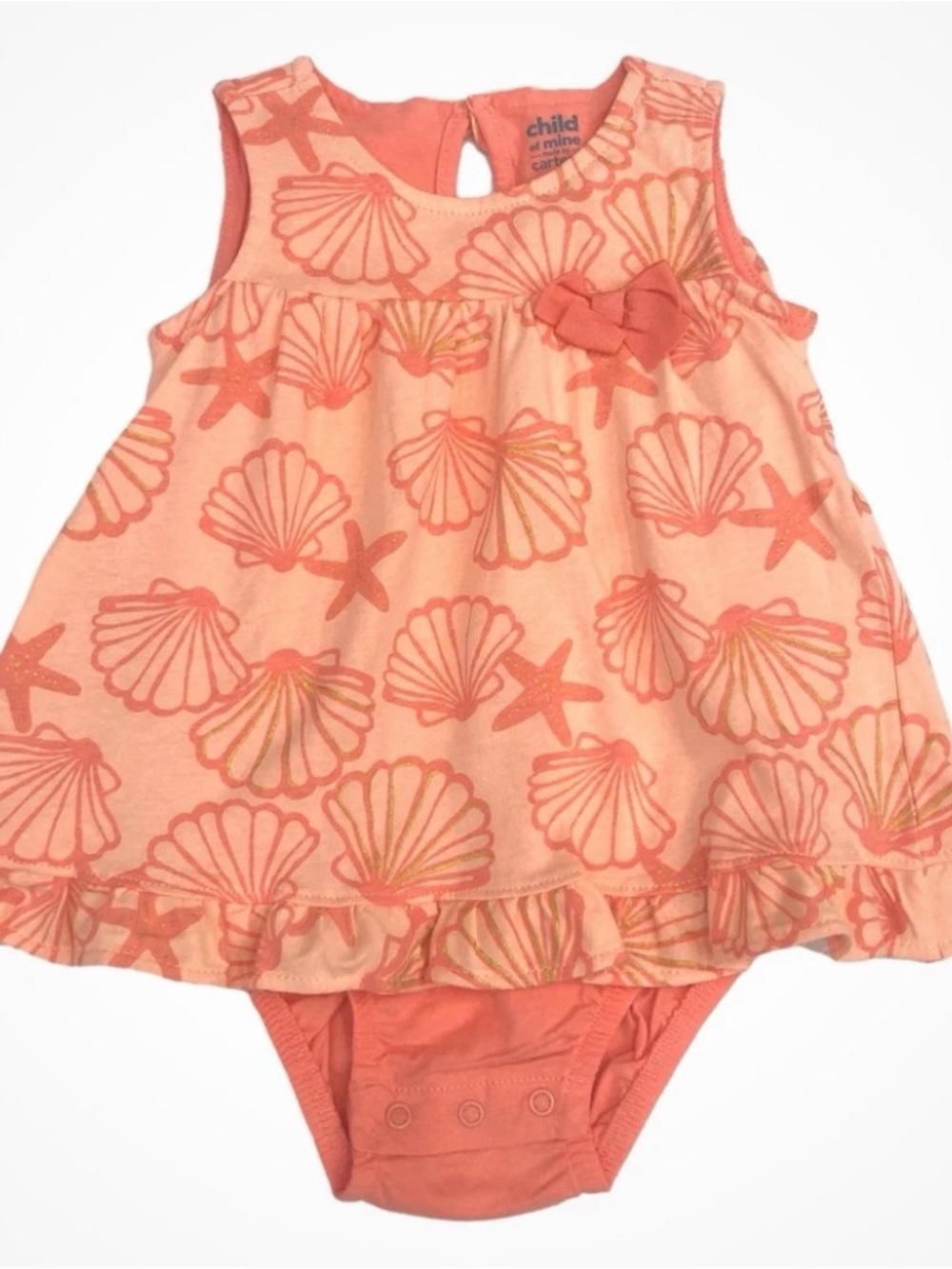 Carter's Coral Seashell Print Dress with Bow